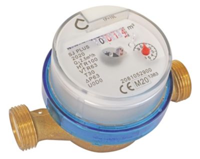 Compteur d'eau jet unique eau froide calibre 15 mâle/ mâle 20/27 laiton Somatherm for you