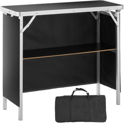 Comptoir Stand Salon Pliante 975x385x870 cm Jupe Noire Etagere Sac Transport Foire Expo Evenement