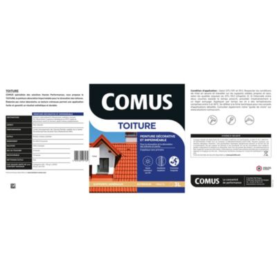 COMUS TOITURE - Gris ardoise 10L - Peinture décorative imperméable pour la rénovation des toitures - COMUS