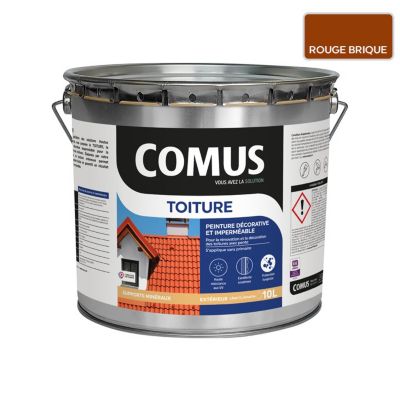 COMUS TOITURE - Rouge brique 10L - Peinture décorative imperméable pour la rénovation des toitures - COMUS