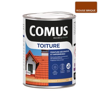 COMUS TOITURE - Rouge brique 3L - Peinture décorative imperméable pour ...