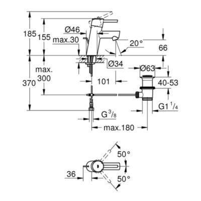 Concetto Mitigeur monocommande 1/2" Lavabo Taille S (32204001)