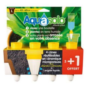 Cône d'arrosage Aquasolo taille L coloris jaune débit 30cl/24h 3 + 1 gratuit