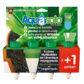 Cône d'arrosage Aquasolo taille M coloris vert débit 20cl/24h 3 + 1 gratuit