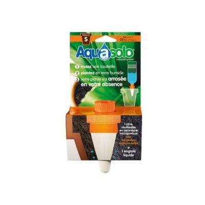 Cône d'arrosage Aquasolo taille S coloris orange débit 7cl/24h avec engrais liquide