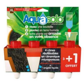 Cône d'arrosage Aquasolo taille XL coloris rouge débit 50cl/24h 3 + 1 gratuit