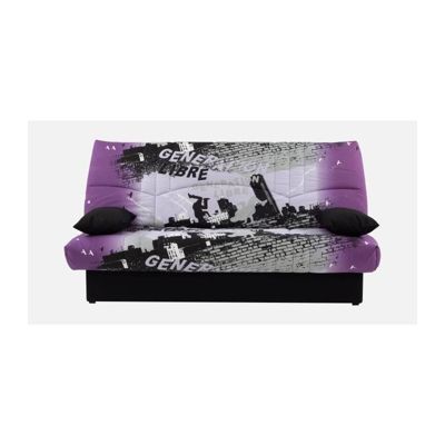 CONFORTEAM - Banquette clic-clac 3 places - 190 x 92 x 96 cm - Coton Parcours Mauve