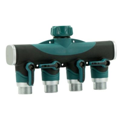 Connecteur de tuyau d'arrosage  4 voies avec vanne d'arrêt d'eau
