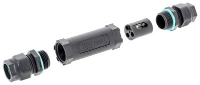 Connecteur droit tube 3 pôles IP68 Diall noir