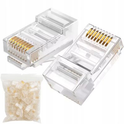 Connecteur Réseau RJ45 5e - 100 Pièces, Pure Cuivre 8P8C, Compatible Câbles UTP, Réseau LAN, Patch Panels, Monitoring IP