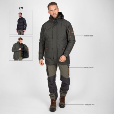 conor - parka de travail - 1085 kaki , noir m
