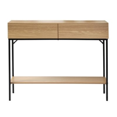 Console 2 Tiroirs 1 Tablette Décor Bois L100 cm - TESSA