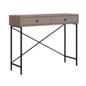 Console 2 Tiroirs Couleur moka et Pieds en Métal L110 cm - Titan