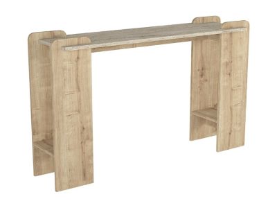 Console avec 2 étagères - Naturel clair et Effet travertin beige - OSENYA