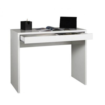 Console bureau 100 cm avec tiroir blanc laqué - ZAC