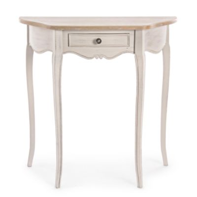 Console demi lune 1 tiroir en bois - GARANCE