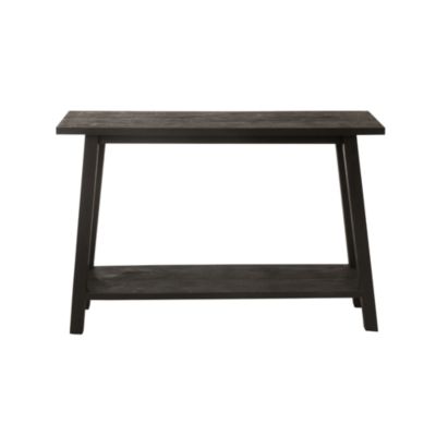 Console double plateau en bois recyclé L120 noir  - CARRIE