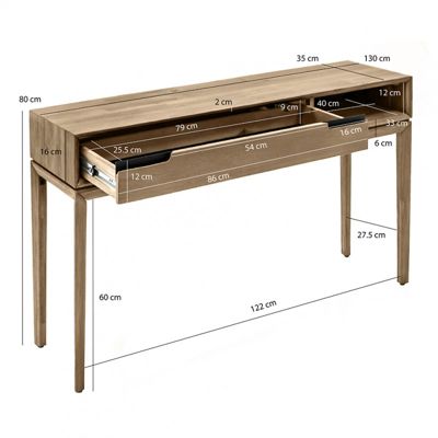 Console en bois 1 grand tiroir 1 niche L.130 cm - KASSIA
