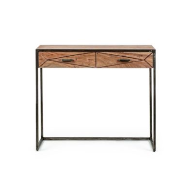 Console en bois d'acacia et structure en métal 2 tiroirs - ELEANOR