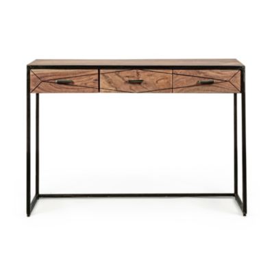 Console en bois d'acacia et structure en métal 3 tiroirs - ELEANOR
