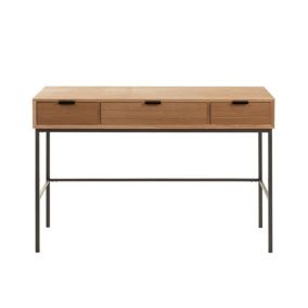 Console en bois naturel et métal noir avec 3 tiroirs - ESTER