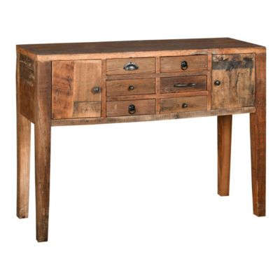 Console en bois recyclé et métal 6 tiroirs