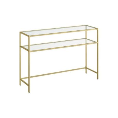 Console en métal avec 2 tablettes en verre trempé L90 cm - SELIA