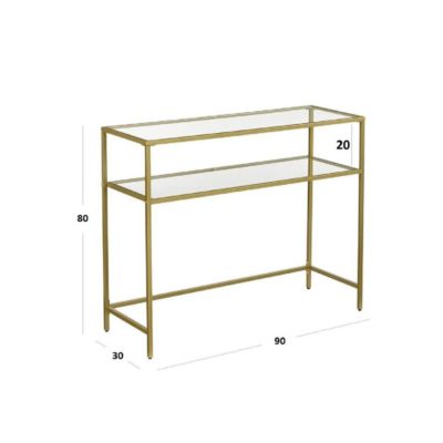 Console en métal avec 2 tablettes en verre trempé L90 cm - SELIA