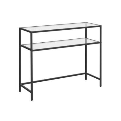 Console en métal avec 2 tablettes en verre trempé L90 cm - SELIA