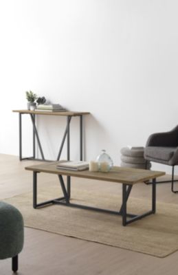 Console en métal avec plateau en bois