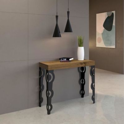 Console extensible 3m - Karamay - 14 sièges chêne - Blanc - Naturel