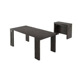 Console extensible Detound, Table à manger extensible, Console polyvalente avec extensions, 186x80h76 cm, Marbre Noir
