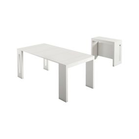 Console extensible Detound, Table à manger extensible, Console polyvalente avec rallonges, 100% Made in Italy, 186x80h76 cm, Blanc