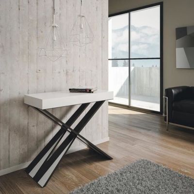 Console extensible - DIAGO - PREMIUM - Blanc - Frêne - Jusqu'à 300 cm - 10 places