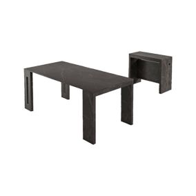 Console extensible Glicine, Table à manger extensible, Console polyvalente avec extensions, 186x80h76 cm, Marbre Noir