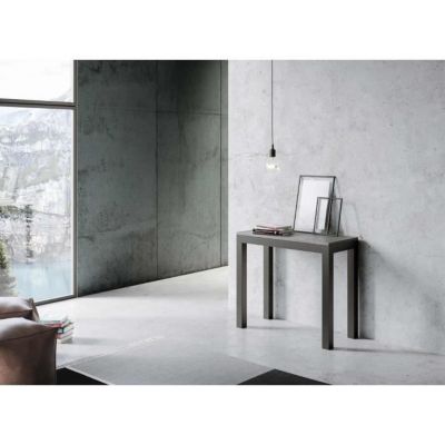 Console extensible gris béton et cadre métal anthracite 40 à 196 cm ...