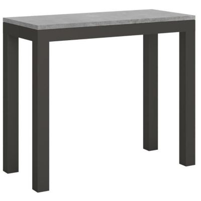 Console extensible gris béton et pieds métal anthracite 14 personnes 40 à 300 cm Diva