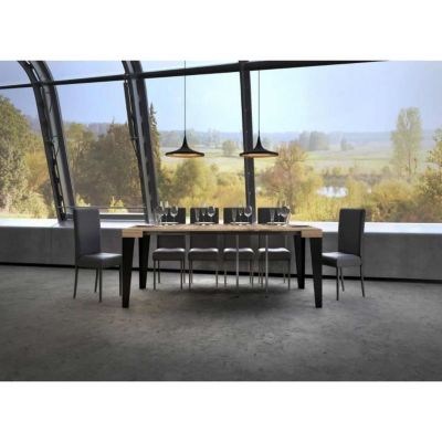 Console extensible gris béton et pieds métal anthracite 8 personnes 40 à 196 cm Flavio