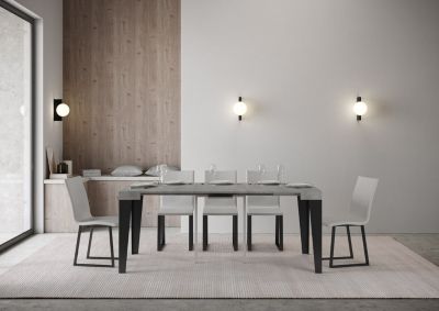 Console extensible gris béton et pieds métal anthracite 8 personnes 40 à 196 cm Flavio