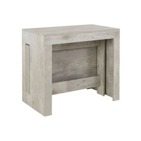 Console extensible Martino, Console extensible jusqu'à 12 places, Table avec supports d'extension, 51/300x90h77 cm, Ciment