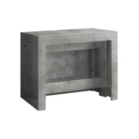 Console extensible Martino, Console extensible jusqu'à 12 places, Table avec supports d'extension, 51/300x90h77 cm, Marbre gris