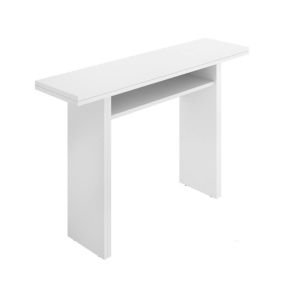 Console extensible Rodella, Console auxiliaire multi-positions, Table  pliante avec plateau rabattable, 110x33/66h75 cm, Blanc