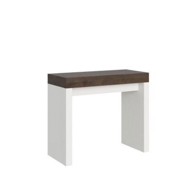 Console extensible - Roxell Mix - Extensible jusqu'à 300 cm - Plateau noyer - Structure frêne blanc