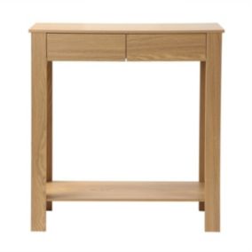 Console Haute 2 Tiroirs Décor Chêne - L79 cm