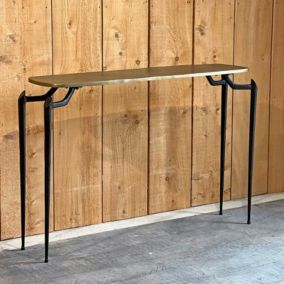 Console Lara aluminium dorée 123x34x84cm