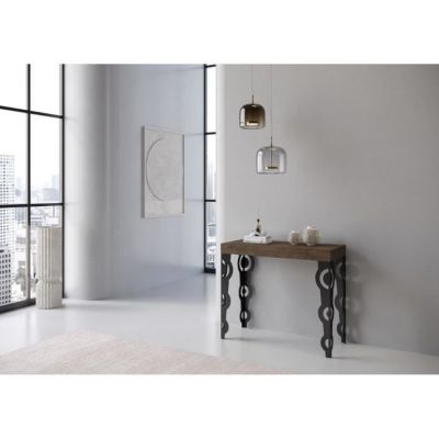 Console muraleConsole extensible 90x40/196 cm Karamay Small Premium Noyer cadre Anthracite