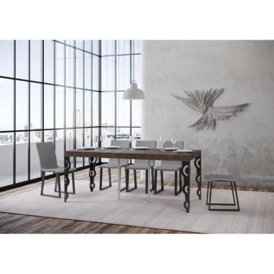 Console muraleConsole extensible 90x40/196 cm Karamay Small Premium Noyer cadre Anthracite