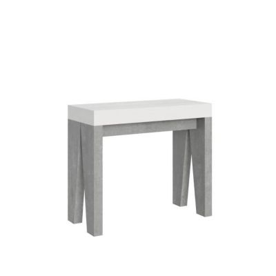 Console muraleConsole extensible 90x40/300 cm Naxy Mix dessus Frêne Blanc - structure Gris Béton