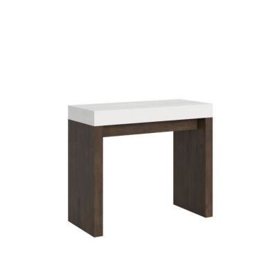 Console muraleConsole extensible 90x40/300 cm Roxell Mix dessus Frêne Blanc - structure Noyer
