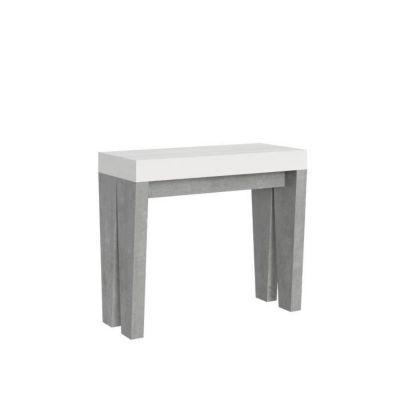 Console muraleConsole extensible 90x40/300 cm Spimbo Mix dessus Frêne Blanc - structure Gris Béton